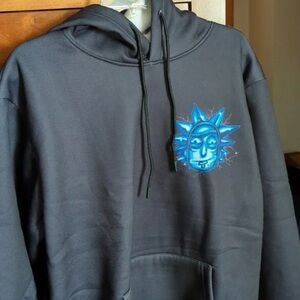 Members Only Black Hoodie with Blue Sun Graphic Size S